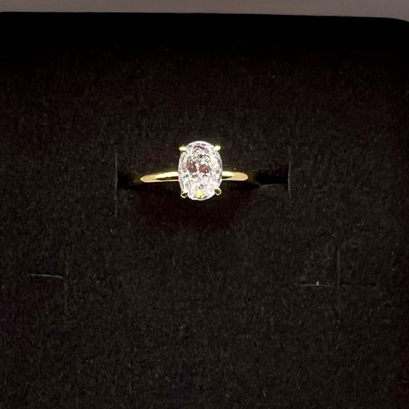 NIB 925 Sterling Silver 14K Gold Plated & 1 CT Zircon Ring Size 8 - Picture 2 of 16